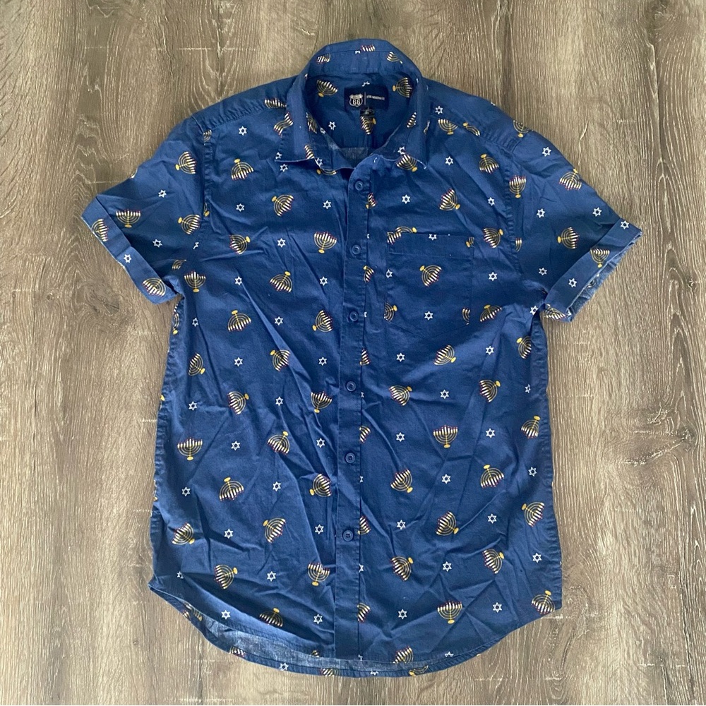 Jewish Hanukkah Casual Button Down Shirt